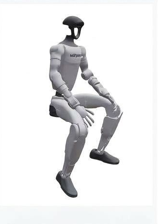Motion retargeted to a Unitree G1 humanoid, same sitting pose